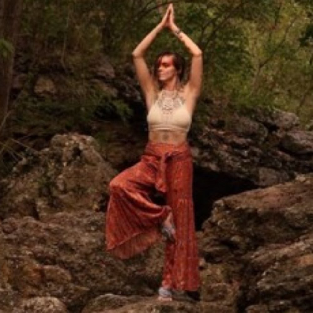 Paisley Palazzo waist Tie Lounge Pants Orange - Picture 10 of 16